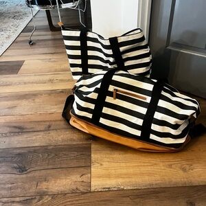 DSW Black and White Striped Travel Bags